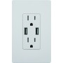 Dual USB Charger with 15/20A Duplex Tamper Resistant Receptacle White